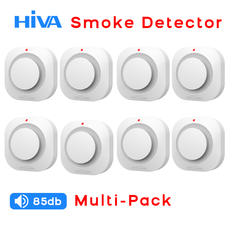 Smoke Detector Interconnected - เซ็นเซอร์ตรวจจับควันอัจฉริยะอิสระพร้อมเสียงและไฟเตือนภัยไฟไหม้สำหรับระบบความปลอดภัยในบ้าน ครัว สำนักงาน โกดัง