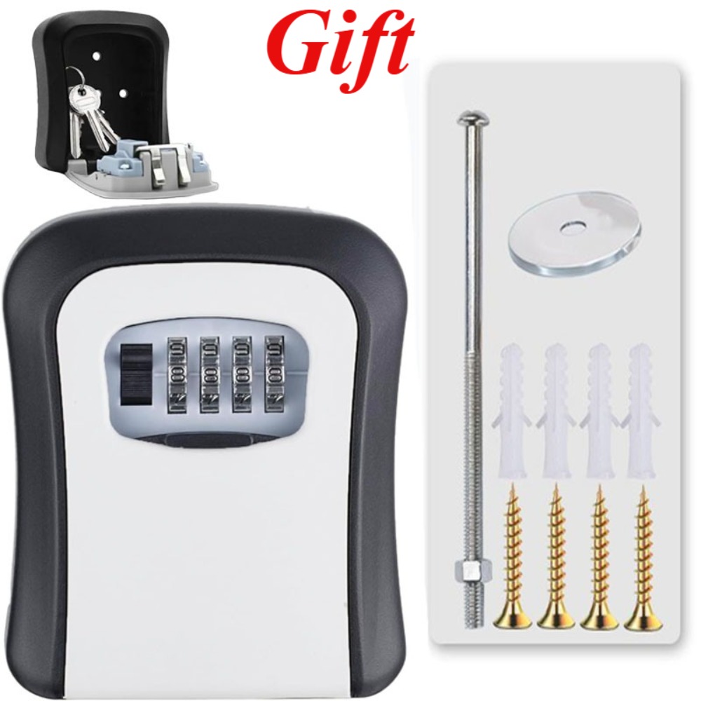 Lockbox Key Secure - กุญแจปลอดภัยติดผนังกล่องล็อคกันน้ํากล่องกุญแจรักษาความปลอดภัยพร้อมตู้กุญแจแบบรวม 4 หลักแบบรีเซ็ตได้สําหรับงานหนักกลางแจ้ง