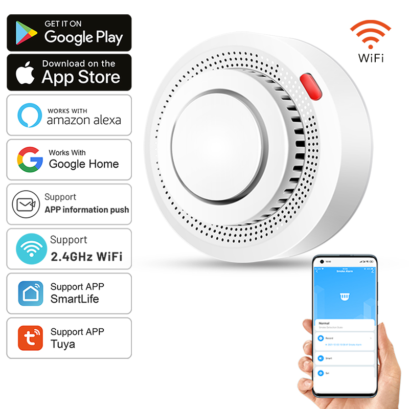 Smoke Detector Interconnected - ทูย่า สมาร์ท ไวไฟเซ็นเซอร์ตรวจจับควัน ระบบป้องกันอัคคีภัย เครื่องตรวจจับควัน 85dB