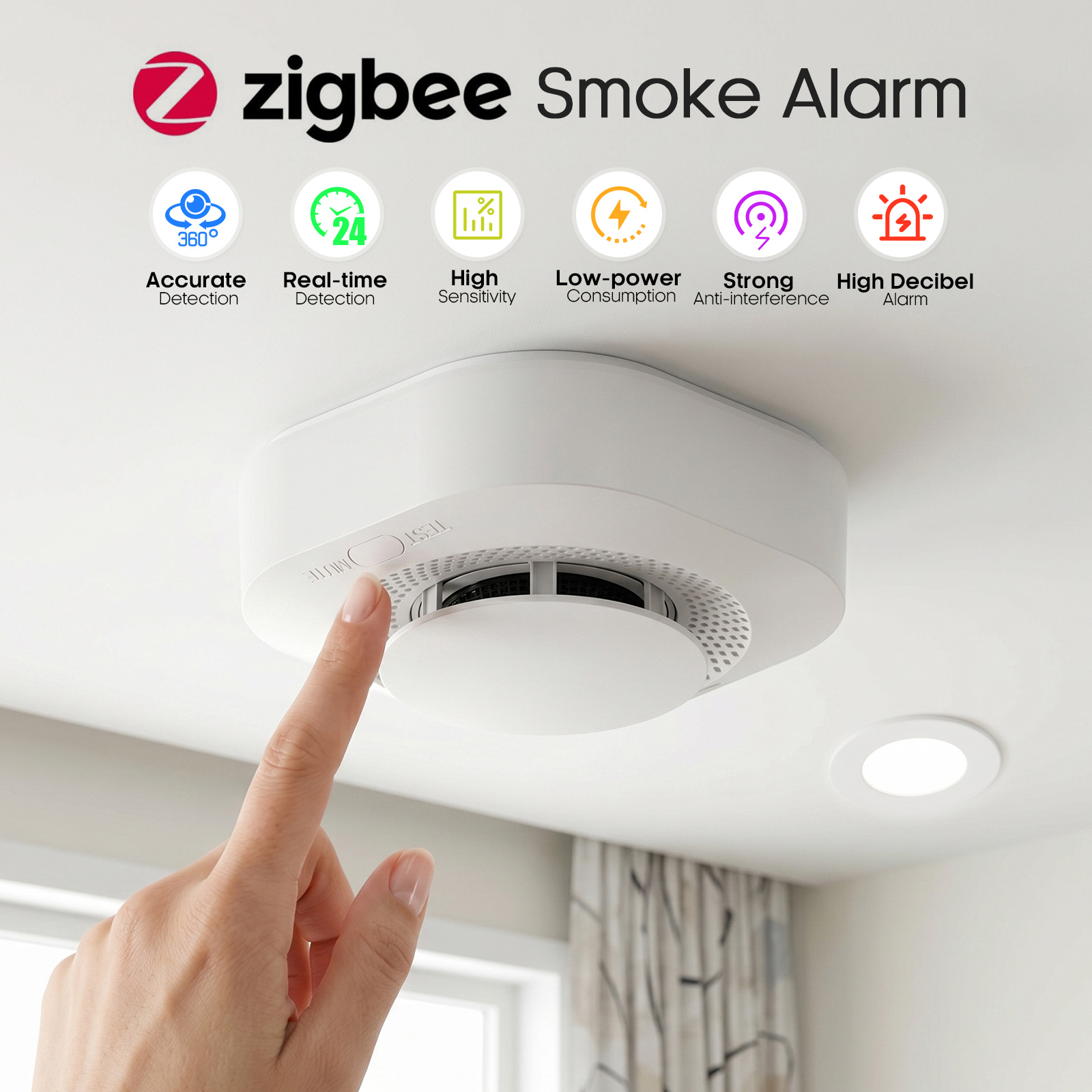 Smoke Detector Interconnected - เครื่องตรวจจับควัน Tuya Zigbee 4 / 6