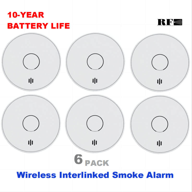 Smoke Detector Interconnected - เครื่องตรวจจับควันแบบเชื่อมต่อไร้สาย แบตเตอรี่ใช้งานได้ 10 ปี พร้อมไฟ LED