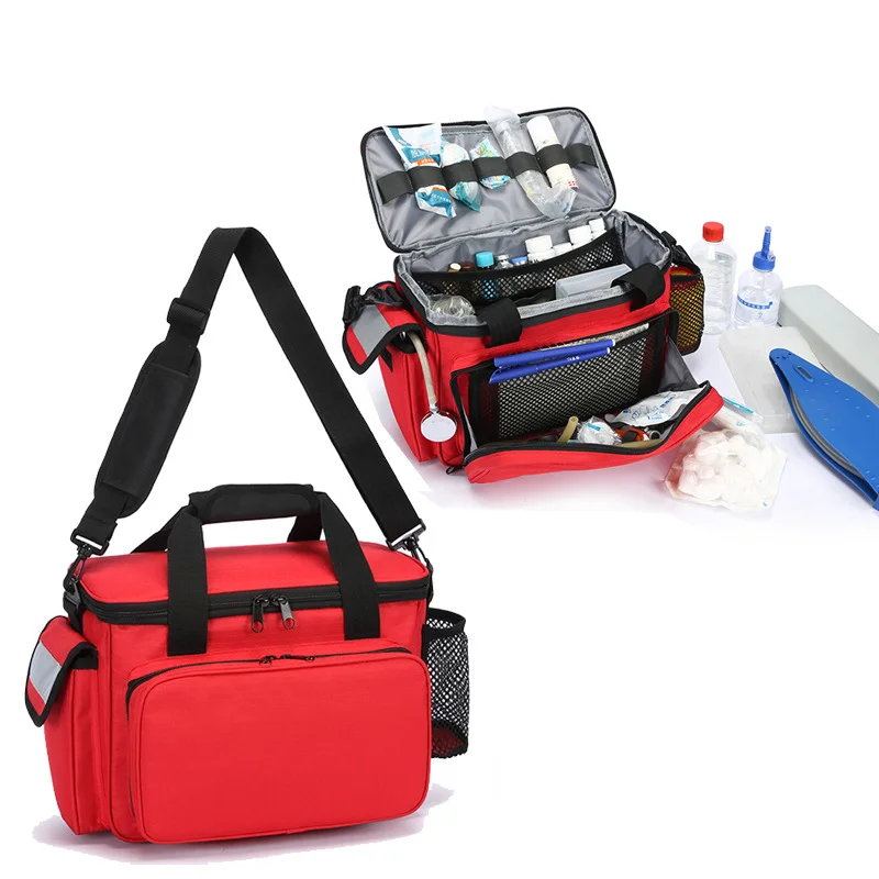 First Aid Bag Kit - ชุดปฐมพยาบาลกลางแจ้งแบบพกพา กระเป๋าแพทย์ฉุกเฉิน กระเป๋าเก็บของขนาดใหญ่หลายช่อง กระเป๋าแพทย์ฉุกเฉิน กระเป๋าเดินทางสำหรับเล่นกีฬา