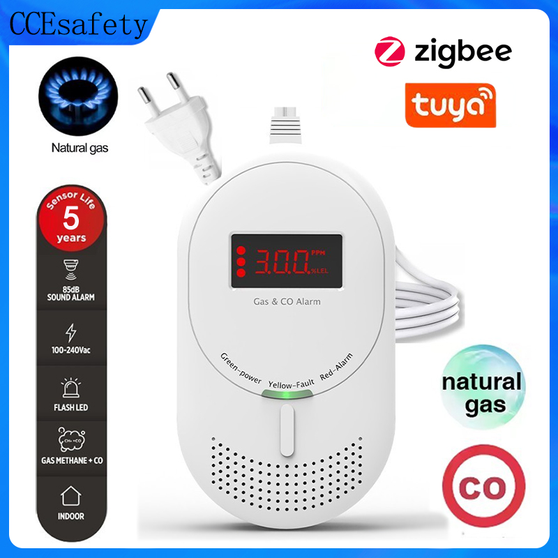 Co Detector Plug - เครื่องตรวจจับก๊าซ CO และก๊าซธรรมชาติ CCEsafety Zigbee Tuya