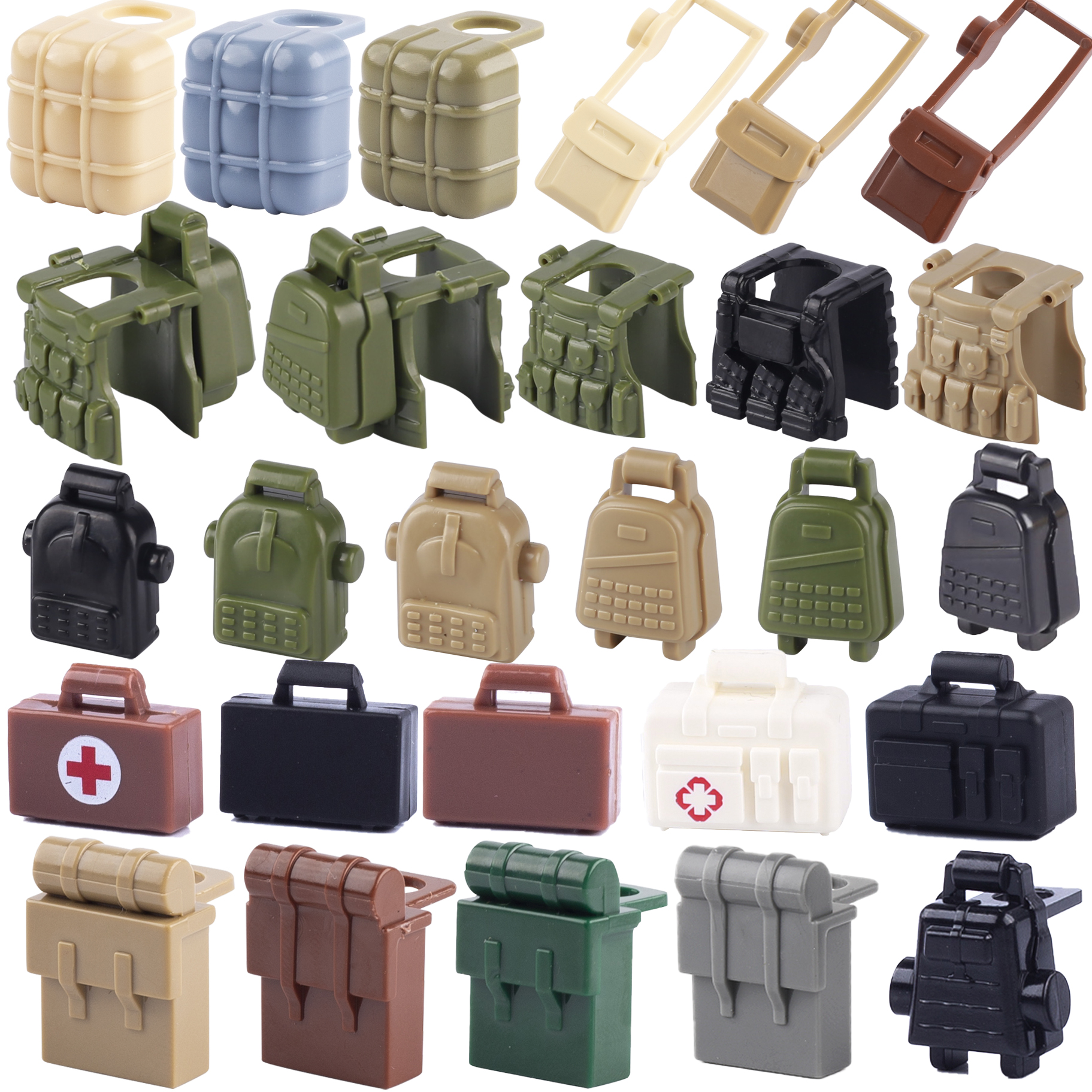 Medicine Cabinet Lock - เสื้อกั๊กทหาร Moc กระเป๋าเป้สะพายหลังหน่วยสวาทกล่องทางการแพทย์ใส่ kotak p3k กระเป๋าเดินทางแบบบล็อกตัวต่อของเล่นเด็กอิฐ