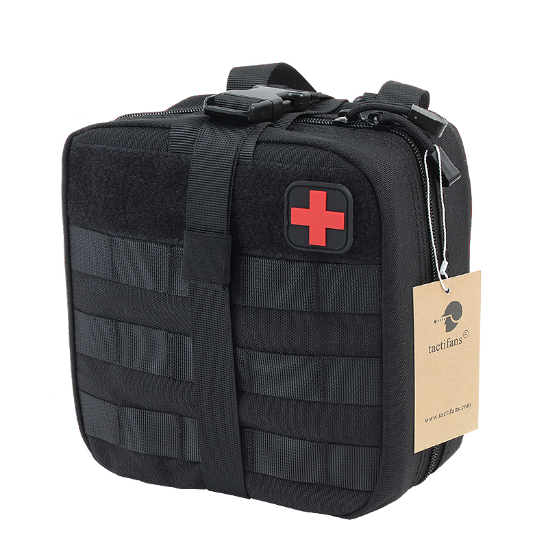 First Aid Bag Kit - TACTIFANS ปฐมพยาบาลกระเป๋าแพทช์กระเป๋า Molle ตะขอและห่วงสะเทินน้ำสะเทินบกยุทธวิธีชุดแพทย์กู้ภัยฉุกเฉิน EDC Rip-