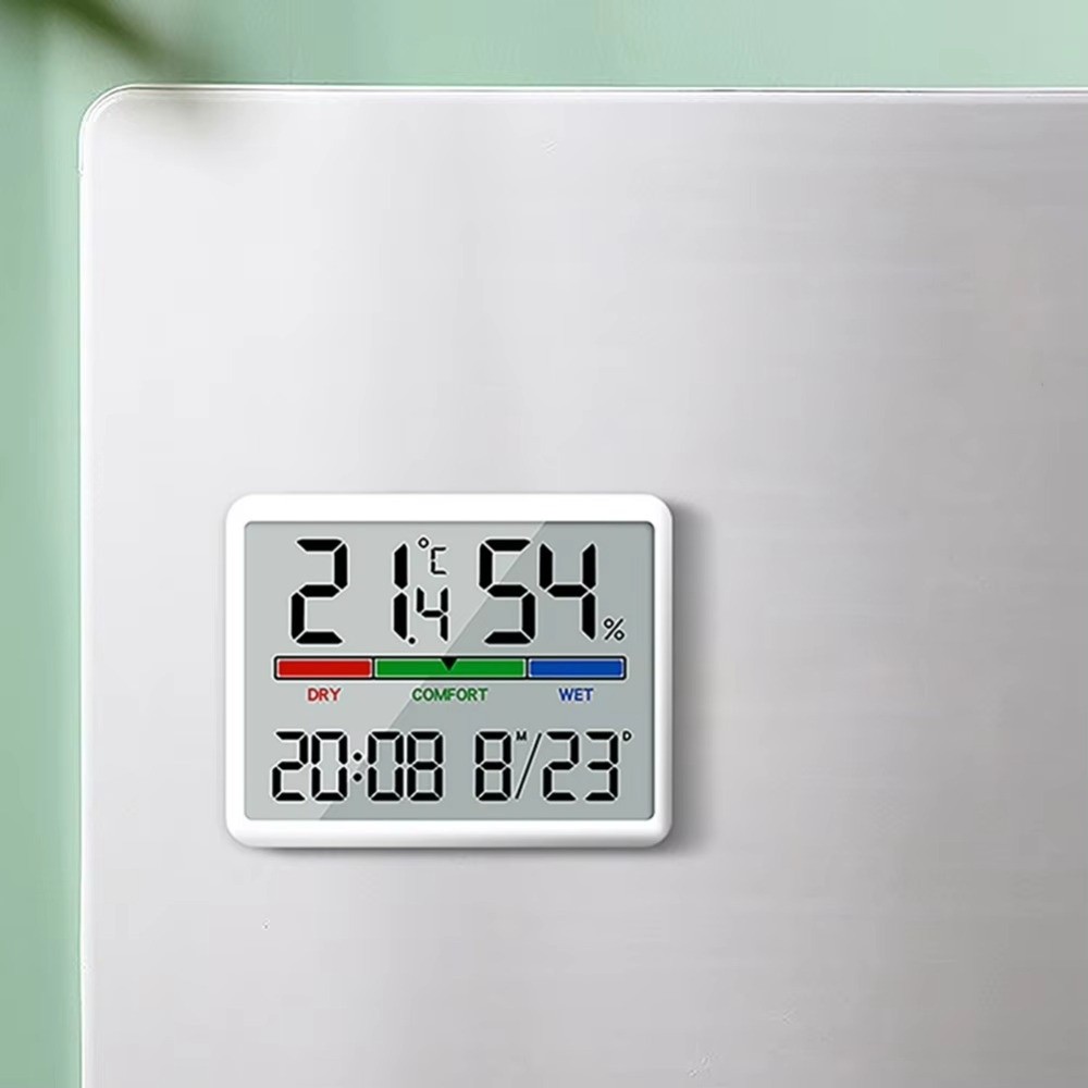 Pool Alarm Float - นาฬิกาแขวนแม่เหล็ก หน้าจอ LCD ขนาดใหญ่บางเฉียบ เครื่องวัดอุณหภูมิในห้อง จอแสดงผลดิจิตอล