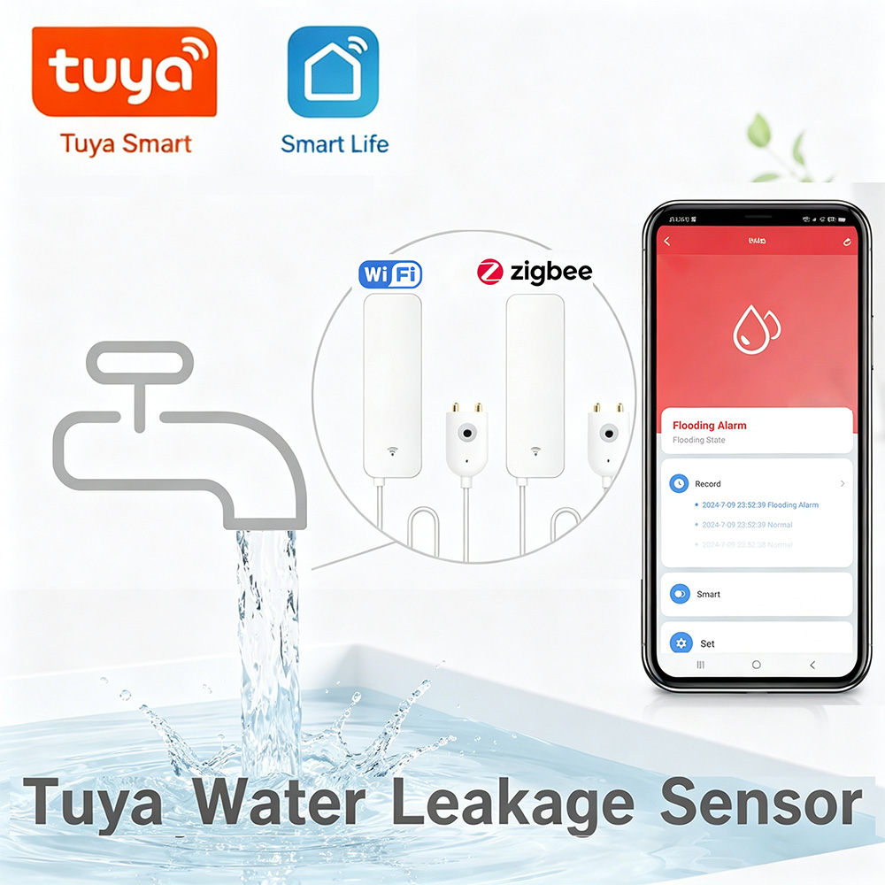 Water Alarm Sensor - เซ็นเซอร์ตรวจจับน้ำรั่วซึม ZigBee WiFi พร้อมระบบแจ้งเตือนน้ำท่วม ควบคุมผ่านแอป Tuya