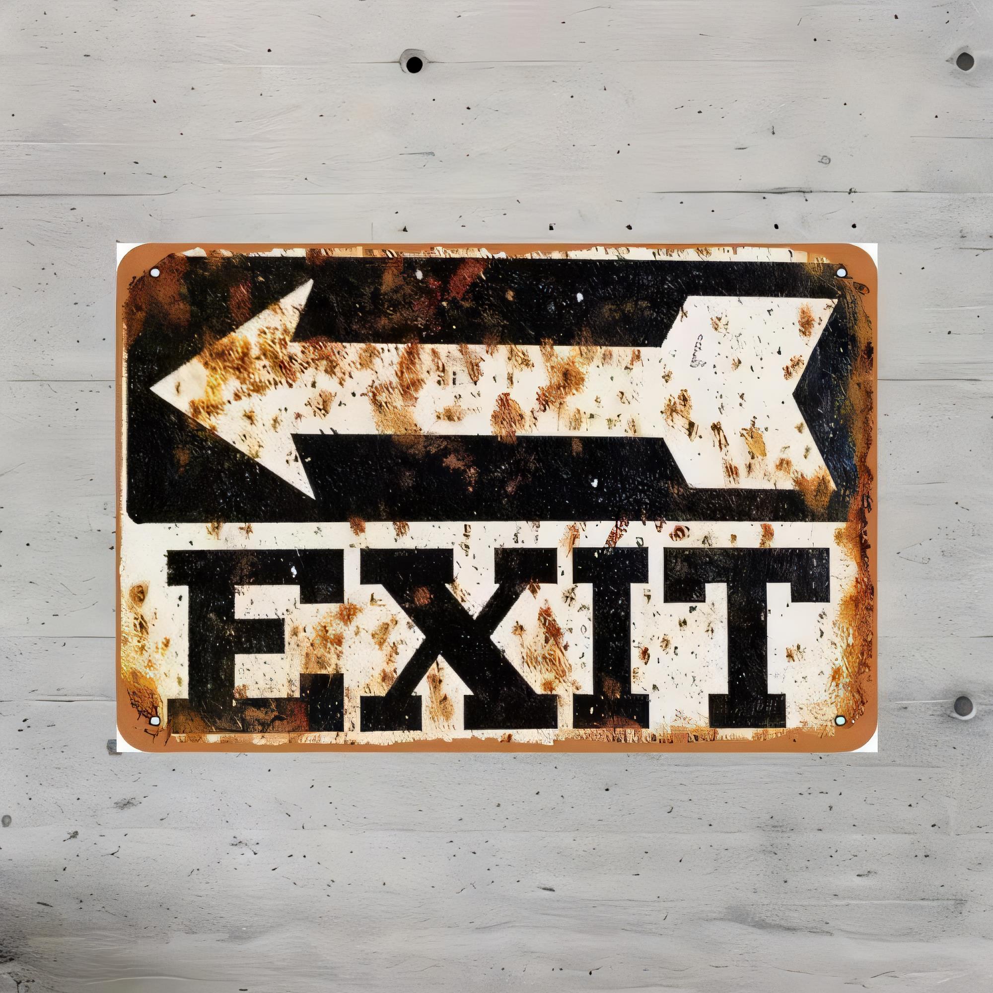 Emergency Exit Sign - ป้ายโลหะวินเทจ 