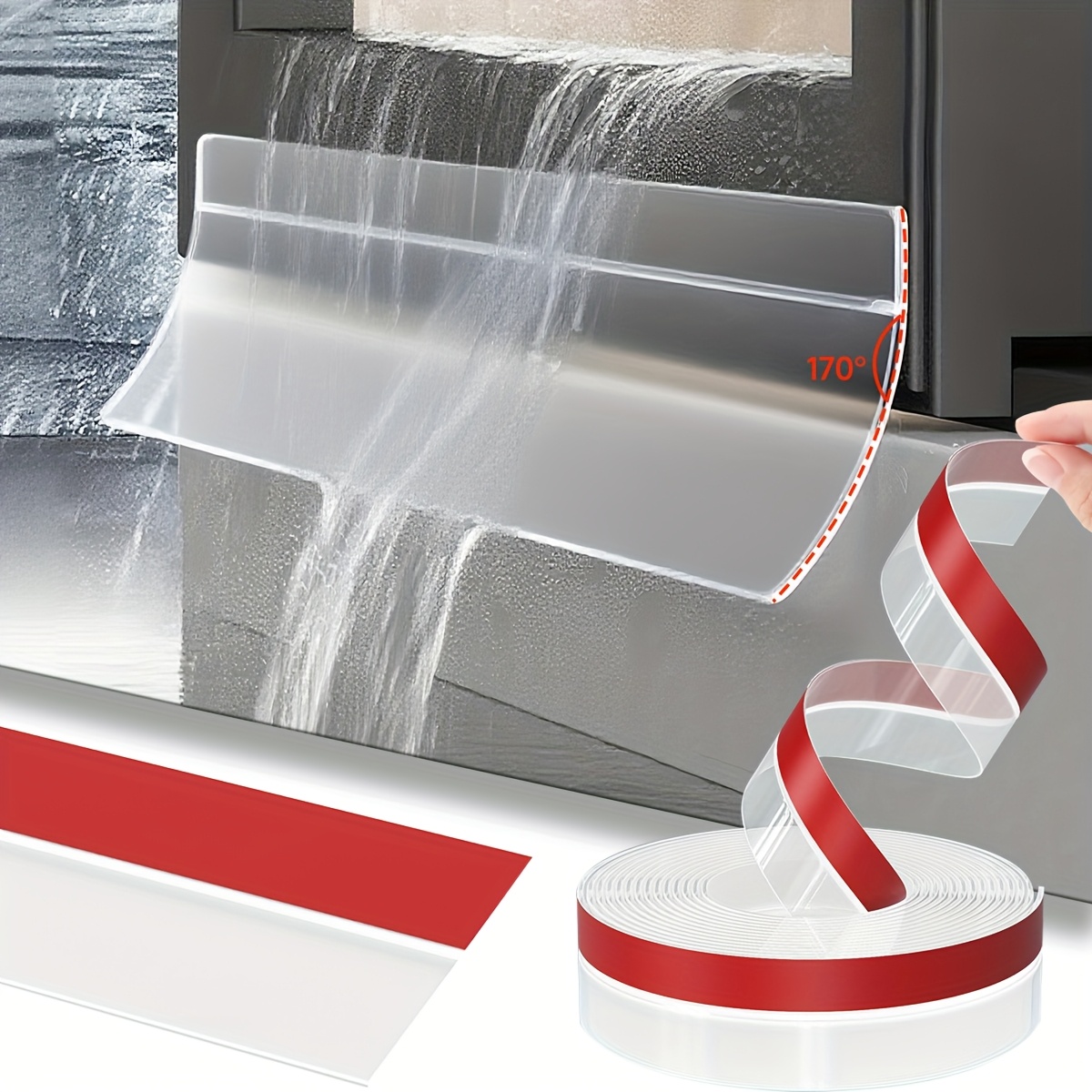 Window Lock Bar - แผ่นกันน้ำฝนสำหรับหน้าต่างและประตู ขนาด 500 ซม. ทนทาน กันน้ำได้ดี