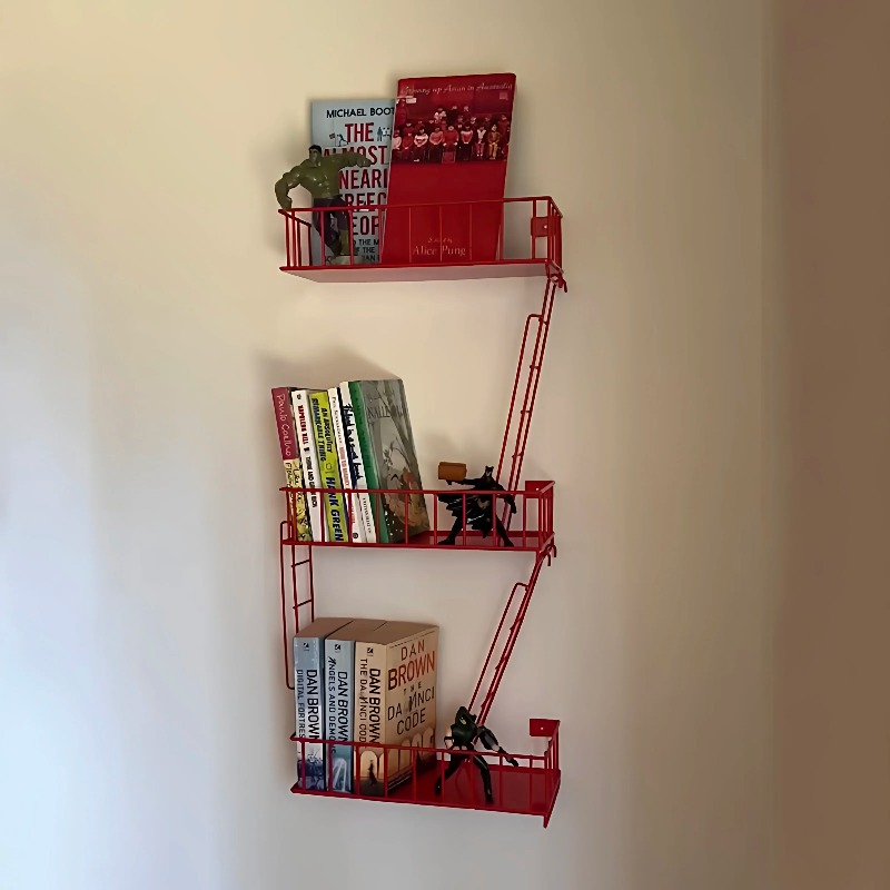 Fire Escape Ladder - ชั้นวางของติดผนังแบบ Fire Escape, ชั้นวางโลหะ 3 ชั้น,