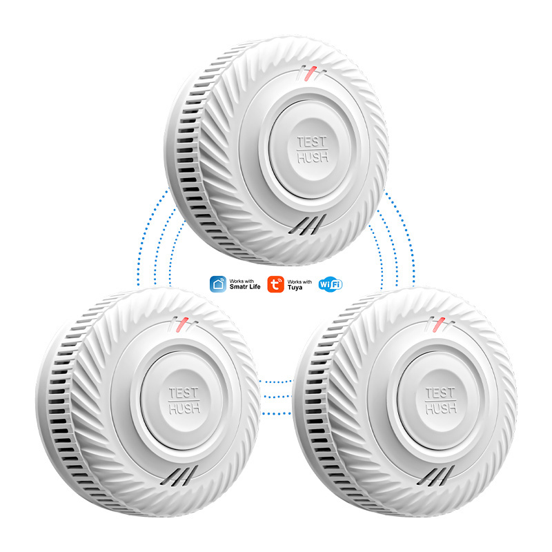 Smoke Detector Interconnected - เครื่องตรวจจับควันบุหรี่แบบไร้สายอัจฉริยะสำหรับโรงแรม ใช้พลังงานแบตเตอรี่ 10 ปี เชื่อมต่อผ่าน Tuya
