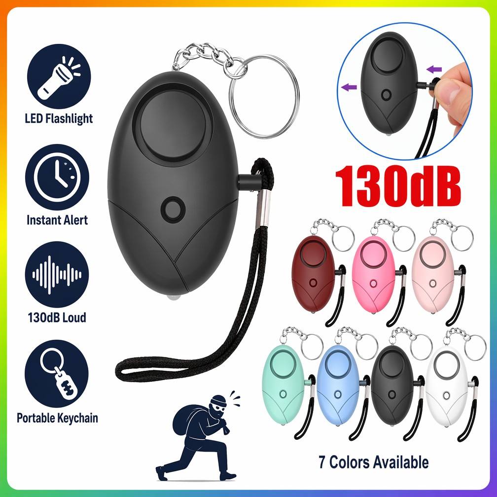Personal Alarm Keychain - 130db สัญญาณเตือนภัยส่วนบุคคล พวงกุญแจป้องกันตัว ป้องกันหมาป่า เสียงดัง ฉุกเฉิน