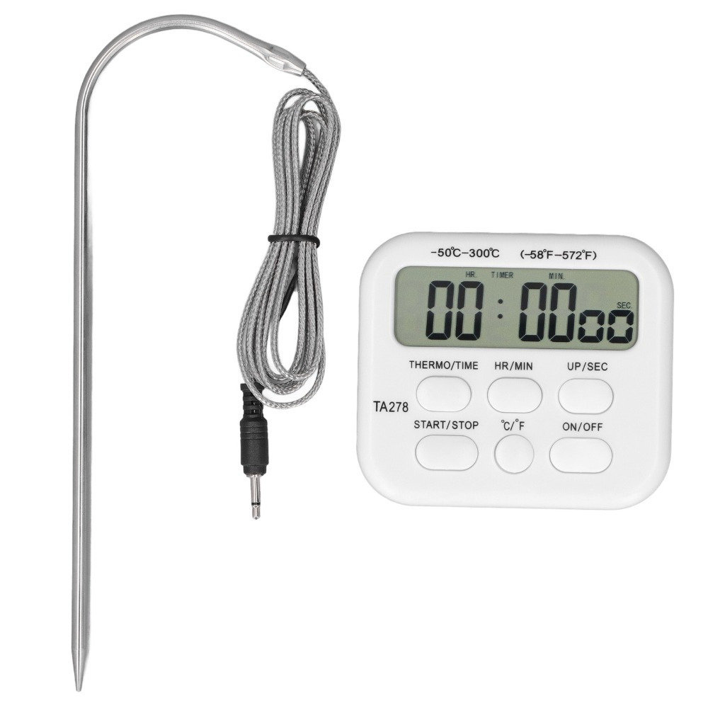 Pool Alarm Float - เทอร์โมมิเตอร์วัดอุณหภูมิอาหารแบบดิจิตอล หัววัดทำจากสแตนเลส หน้าจอ LCD ขนาดใหญ่ พร้อมฟังก์ชั่นนาฬิกาจับเวลาและสัญญาณเตือน