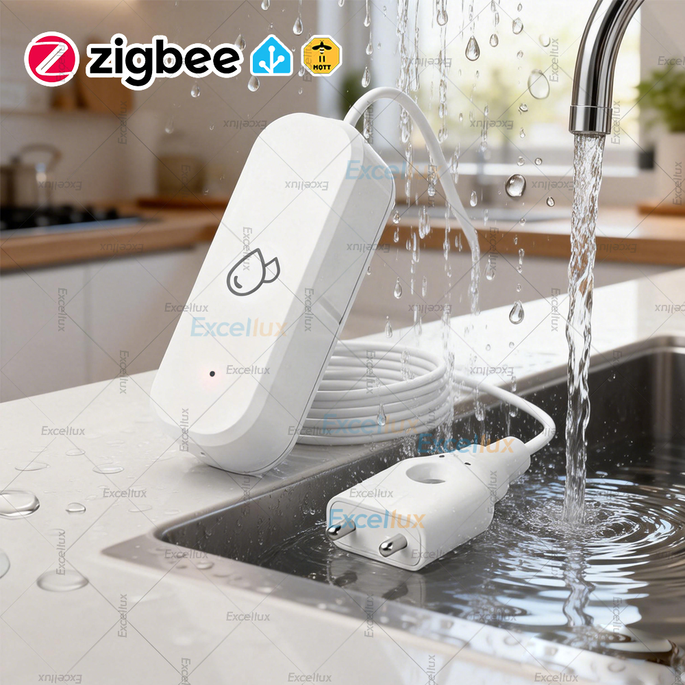 Water Alarm Sensor - เซ็นเซอร์ตรวจจับน้ำรั่วซึมอัจฉริยะ Zigbee เซ็นเซอร์แจ้งเตือนการรั่วไหลของน้ำสำหรับห้องครัว/ห้องน้ำ สำหรับ Z2M ต้องใช้