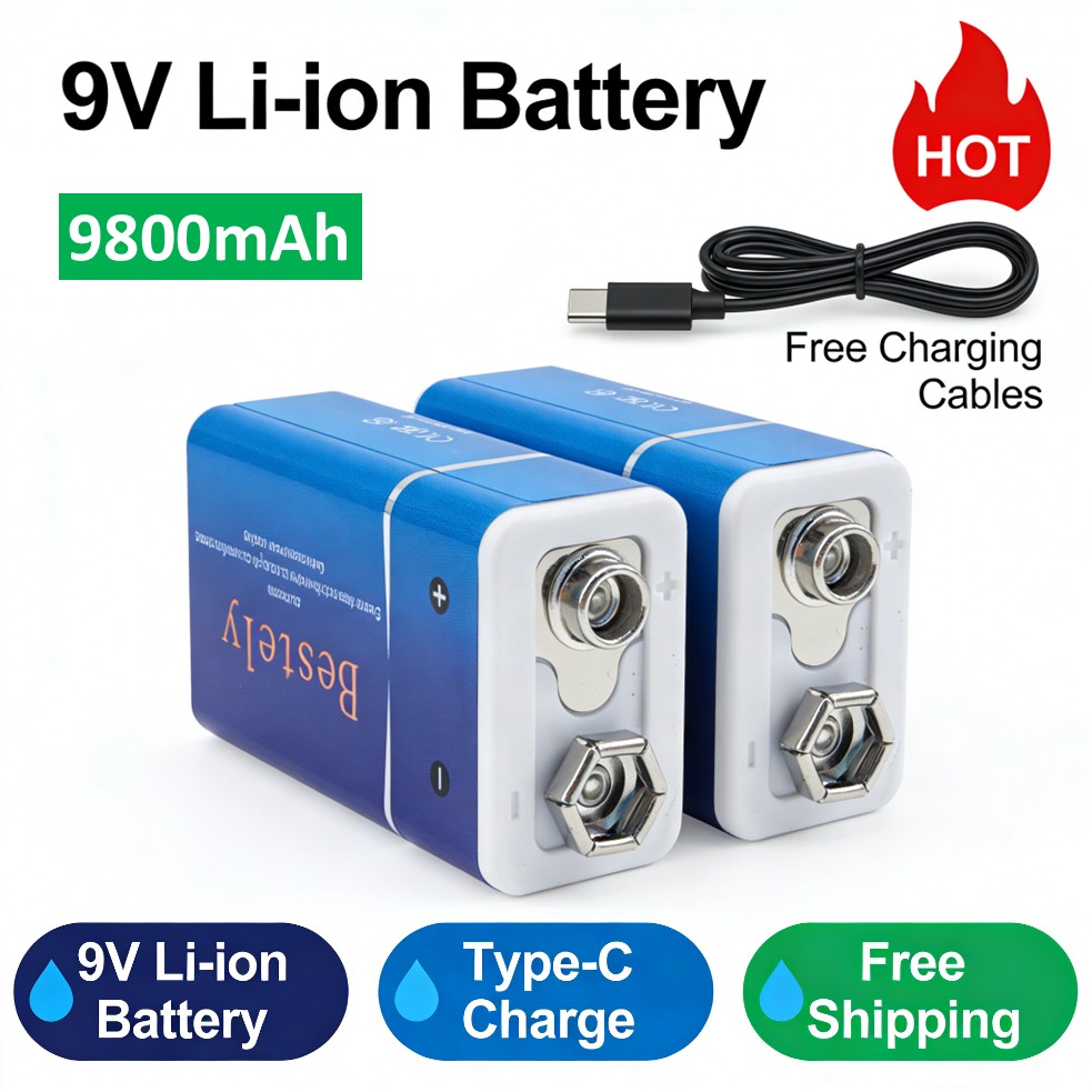 Smoke Detector Interconnected - แบตเตอรี่ 9V แบบชาร์จได้, แบตเตอรี่ลิเธียมไอออน 9 โวลต์ความจุขนาดใหญ่