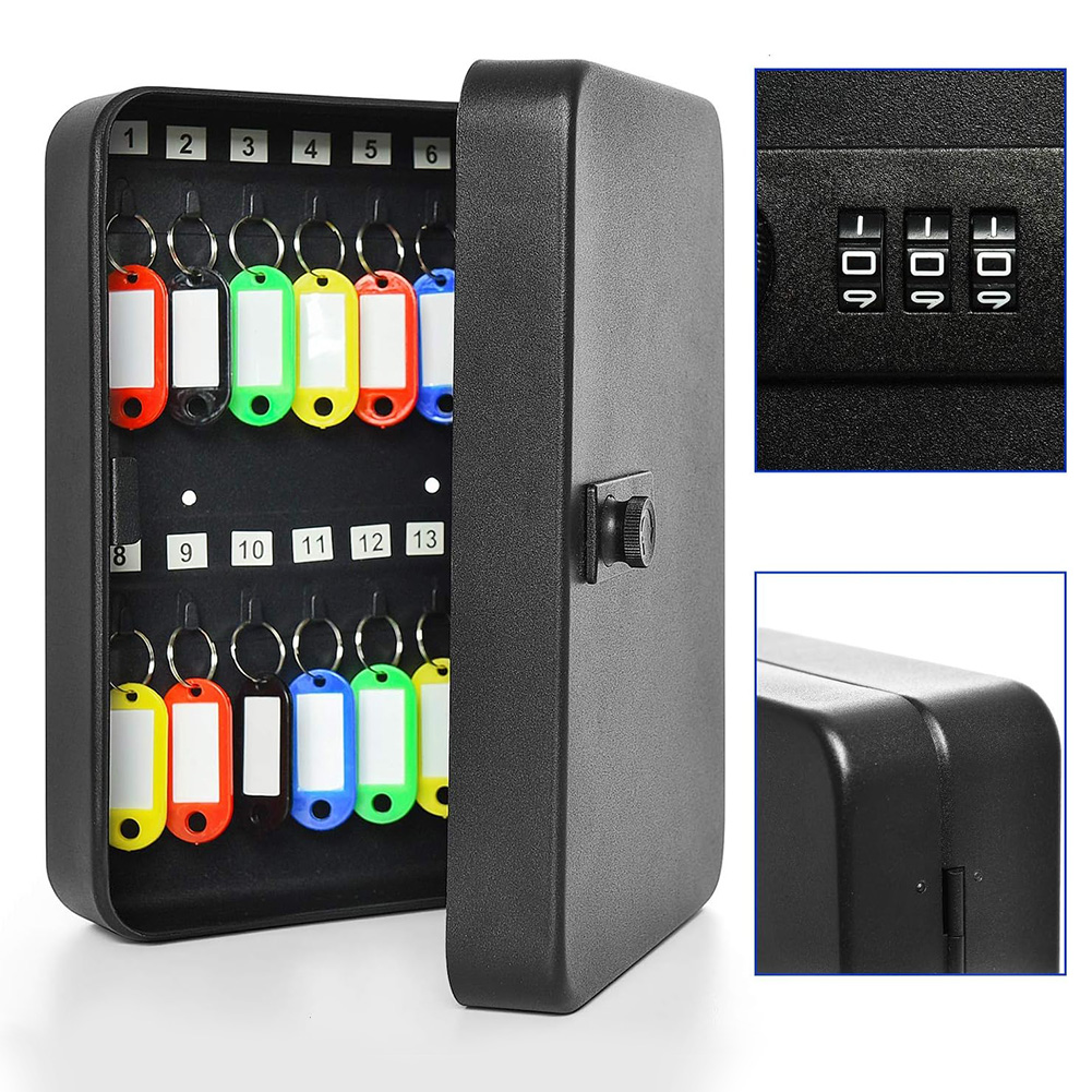 Lockbox Key Secure - กล่องล็อคกุญแจ20ช่องมีตะขอกุญแจแบบรวมกล่องล็อคนิรภัยพร้อมกุญแจ/ล็อคล็อครหัสตู้กุญแจกล่องตู้นิรภัยเก็บกุญแจ