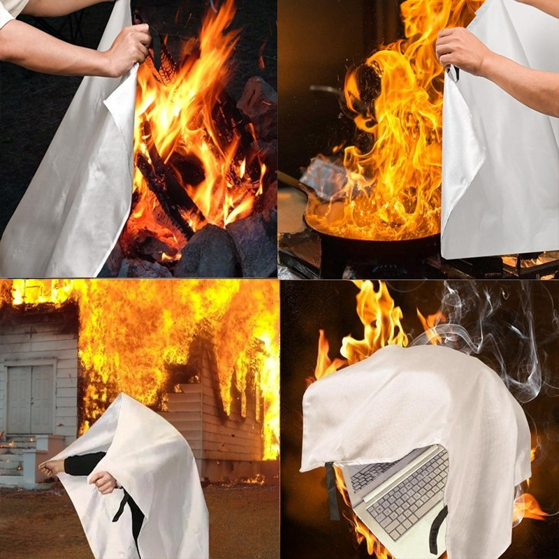 Fire Blanket Kitchen - 1/1.5/2M ผ้าห่มดับเพลิงฉุกเฉิน ไฟเบอร์กลาส ผ้าห่มหน่วงไฟ สำหรับความปลอดภัยในบ้าน ครัว