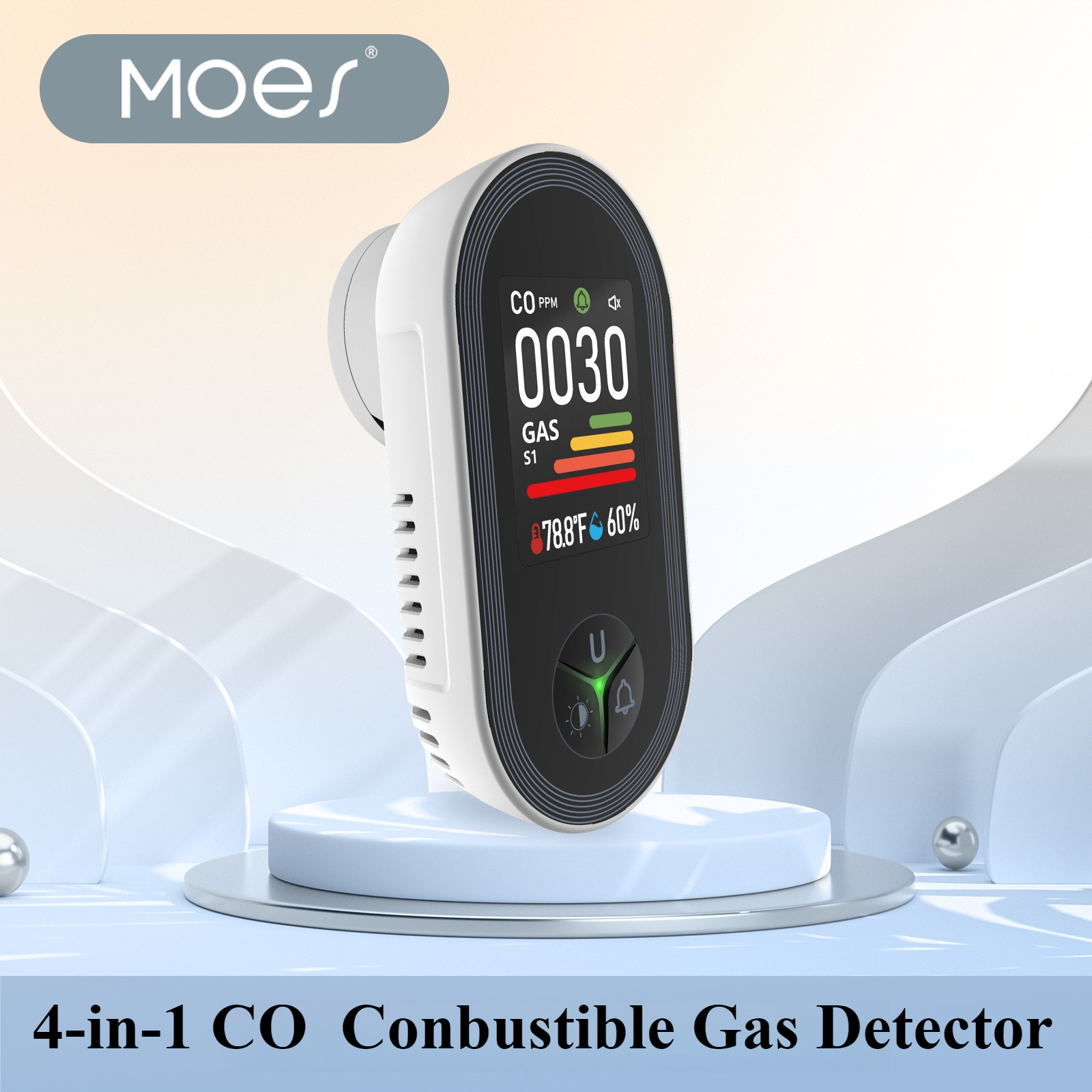 Co Detector Plug - MOES เครื่องตรวจจับก๊าซแบบปลั๊กอิน 4-in-1 - เครื่องตรวจจับก๊าซ CO