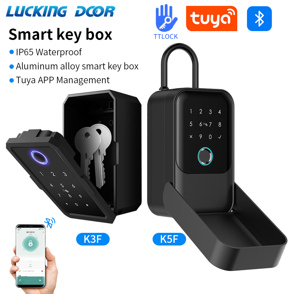 Lockbox Key Secure - Tuya แอปพลิเคชั่นอัจฉริยะหรือแอป ttlock กลางแจ้งกล่องตู้นิรภัยเก็บกุญแจกันน้ำรักษาความปลอดภัยด้วยลายนิ้วมือรหัสผ่านกล่องกุญแจล็อคกันขโมย