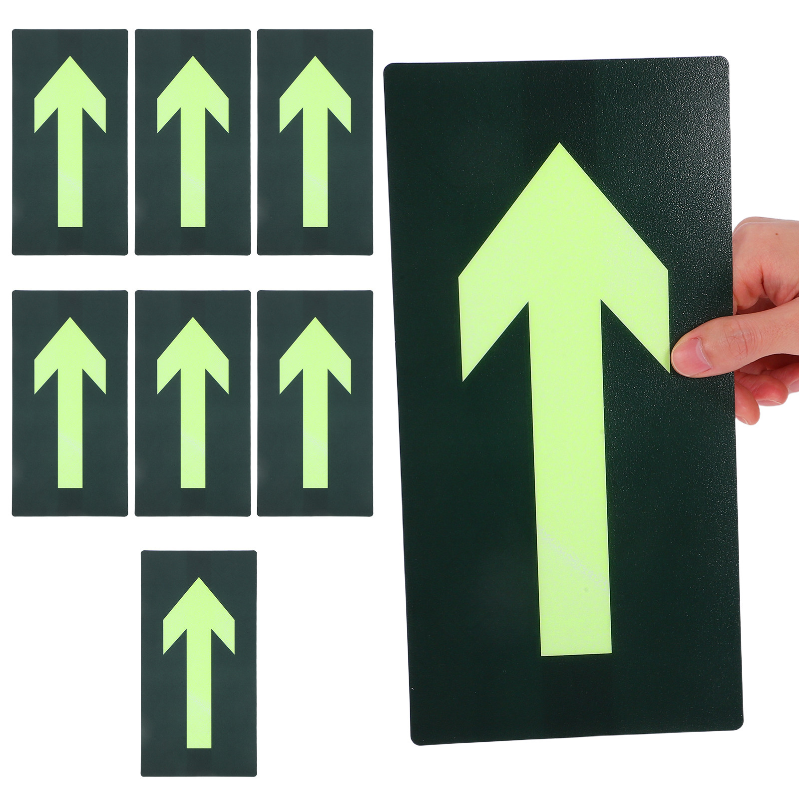 Emergency Exit Sign - สติกเกอร์บอกทิศทางทางออกในที่มืด 8 ชิ้น เรืองแสงในที่มืด กันน้ำ ติดแน่นด้วยกาวในตัว