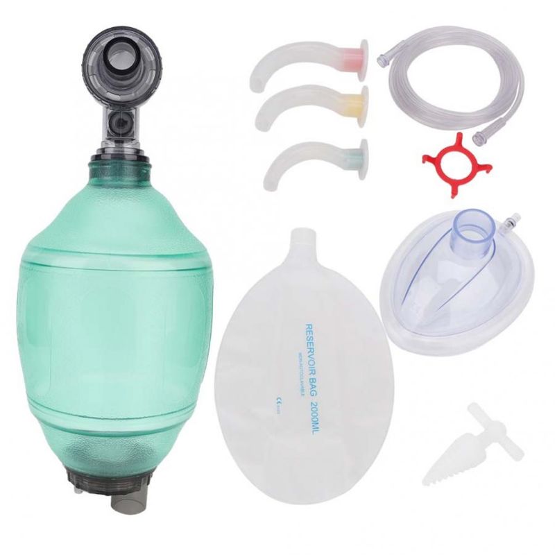 First Aid Bag Kit - เครื่องช่วยชีวิตพีวีซีแบบแมนนวลสำหรับผู้ใหญ่ชุดปฐมพยาบาลท่อออกซิเจนเครื่องมือช่วยหายใจแบบง่ายทำให้ออกซิเจนลดลง