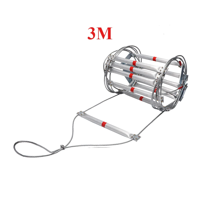 Fire Escape Ladder - บันไดเชือกนุ่ม Durable3M บันไดเชือกอลูมิเนียมอัลลอยด์สำหรับใช้ในบ้าน งานก่อสร้าง บันไดนุ่ม