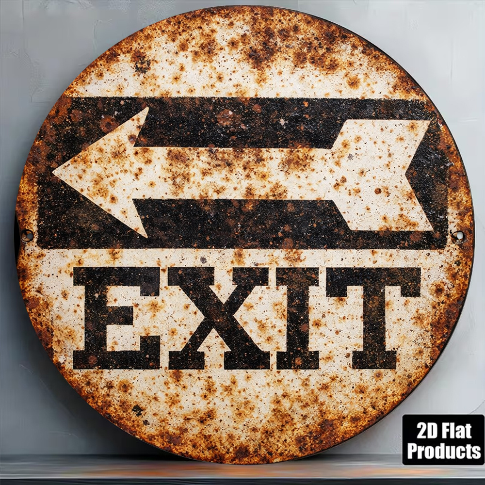 Emergency Exit Sign - ป้ายโลหะ 2 มิติ ขนาด 8x8 นิ้ว/20x20
