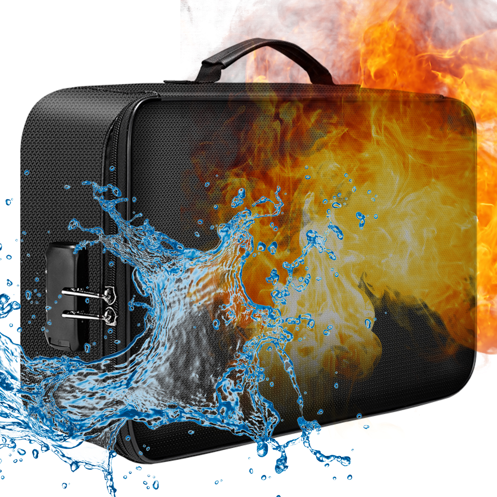 Fire Safe Document - ทนไฟกระเป๋าเอกสารพร้อมล็อคซิปปิด Fire & กันน้ําเงินกระเป๋าเก็บกระเป๋าOrganizer Case Safe