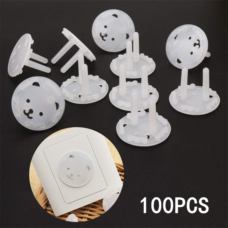 Outlet Cover Baby - ฝาครอบปลั๊กไฟป้องกันเด็กแบบสองขา 10/20/50/100 ชิ้น ปลั๊กแบบ EU ป้องกันเด็กเล่นกับปลั๊กไฟ