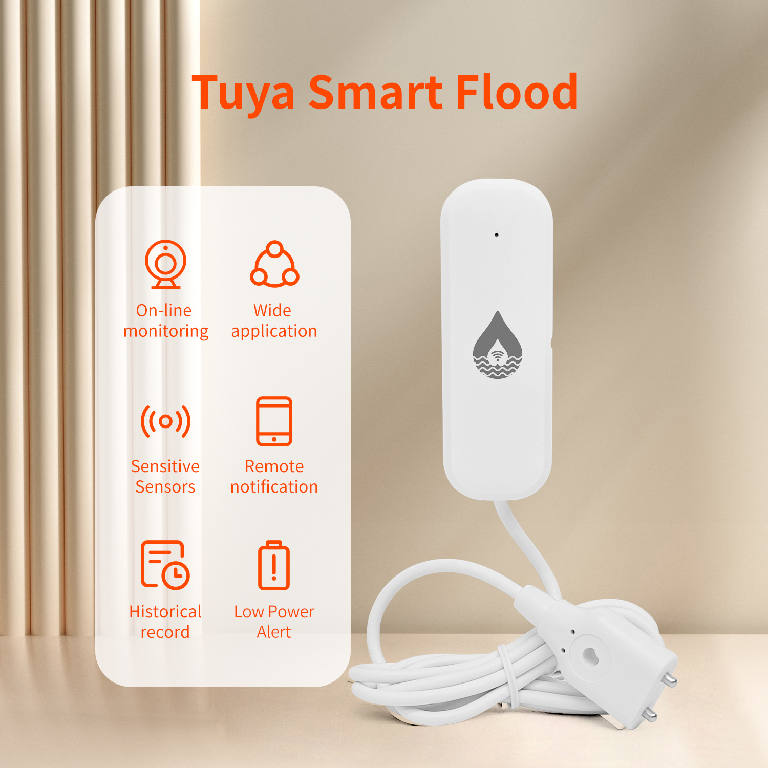 Water Alarm Sensor - YFK Tuya WiFi เซ็นเซอร์ตรวจจับน้ำรั่ว ระบบแจ้งเตือนน้ำรั่วไหล ระบบอัตโนมัติบ้านอัจฉริยะ