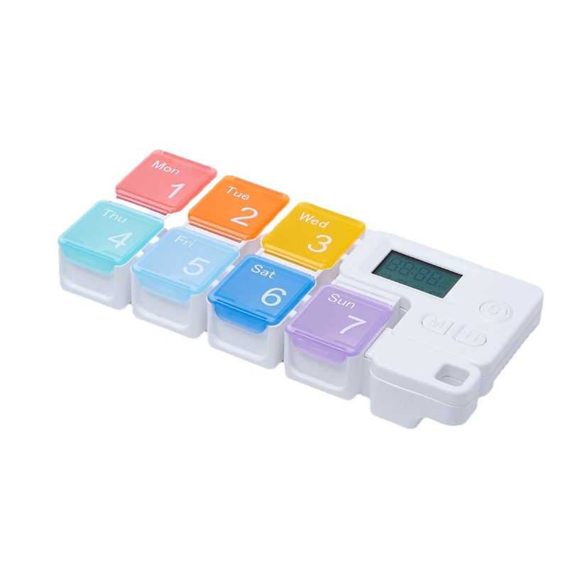 Medicine Cabinet Lock - กล่องจัดยาพร้อมระบบเตือนความจำการรับประทานยา กล่องวิตามินขนาดใหญ่สำหรับจัดยาประจำสัปดาห์ กล่องยาสำหรับเดินทางแบบรายวัน AM PM