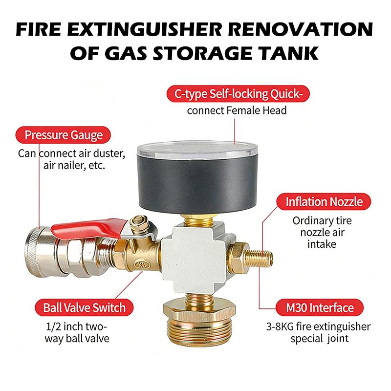 Fire Extinguisher Small - ชุดแปลงอะแดปเตอร์แรงดันปั๊มลมสำหรับถังขนาดเล็กและอุปกรณ์ดับเพลิง โครงสร้างแข็งแรงทนทานสำหรับอุปกรณ์นิรภัย