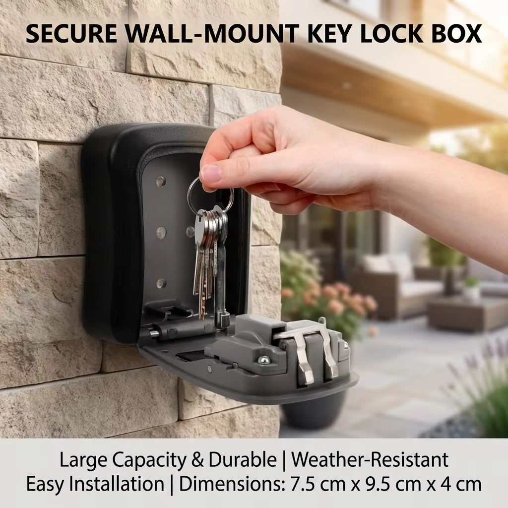 Lockbox Key Secure - กล่องเก็บกุญแจติดผนังพร้อมรหัสล็อค 4 หลัก ปลอดภัย ไม่ต้องใช้กุญแจ สำหรับบ้านและสำนักงาน