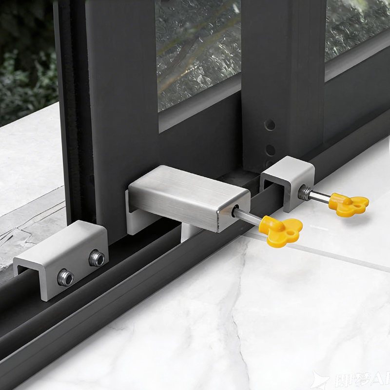 Window Lock Bar - ตัวล็อคหน้าต่างแบบปรับได้ อลูมิเนียมอัลลอยด์ ตัวล็อคจำกัดการเลื่อนหน้าต่างเพื่อความปลอดภัยของเด็ก อุปกรณ์ล็อคหน้าต่าง