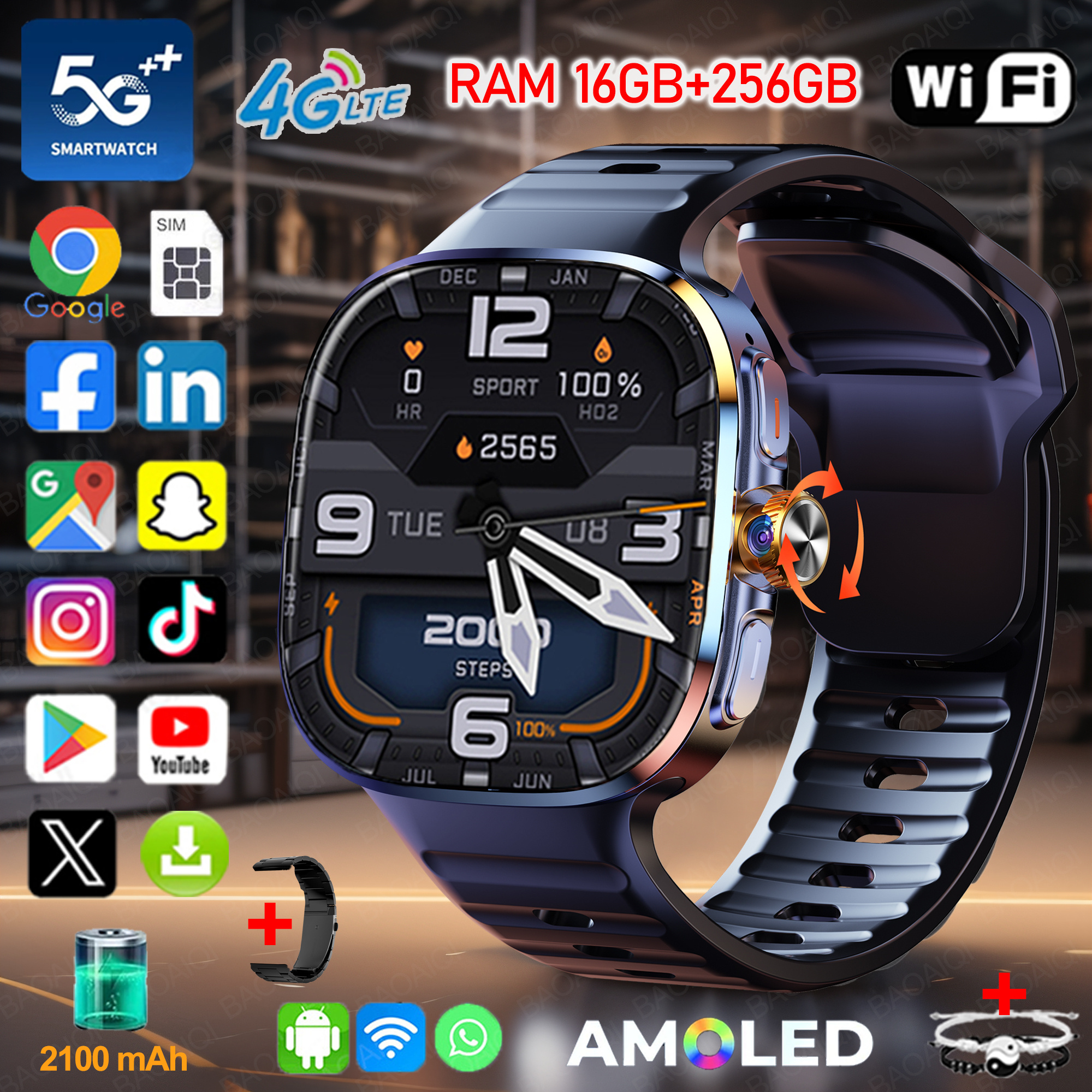Window Lock Bar - สมาร์ทวอทช์หน้าจอใหญ่รุ่นใหม่ 4G/5G Android 10.0 AMOLED 2.4