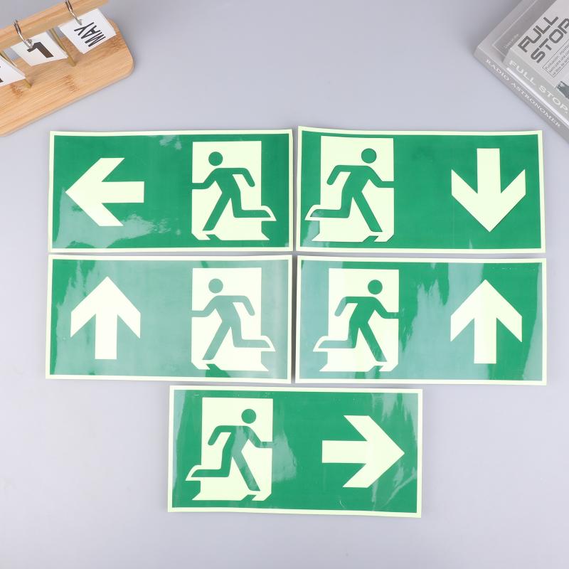 Emergency Exit Sign - ป้ายทางออกเรืองแสง 1 ชิ้น - สติ๊กเกอร์ติดผนังสำหรับการอพยพฉุกเฉิน, ตัวบอกทางการอพยพในกรณีไฟไหม้แบบเรืองแสงพร้อมขอบสีเขียว