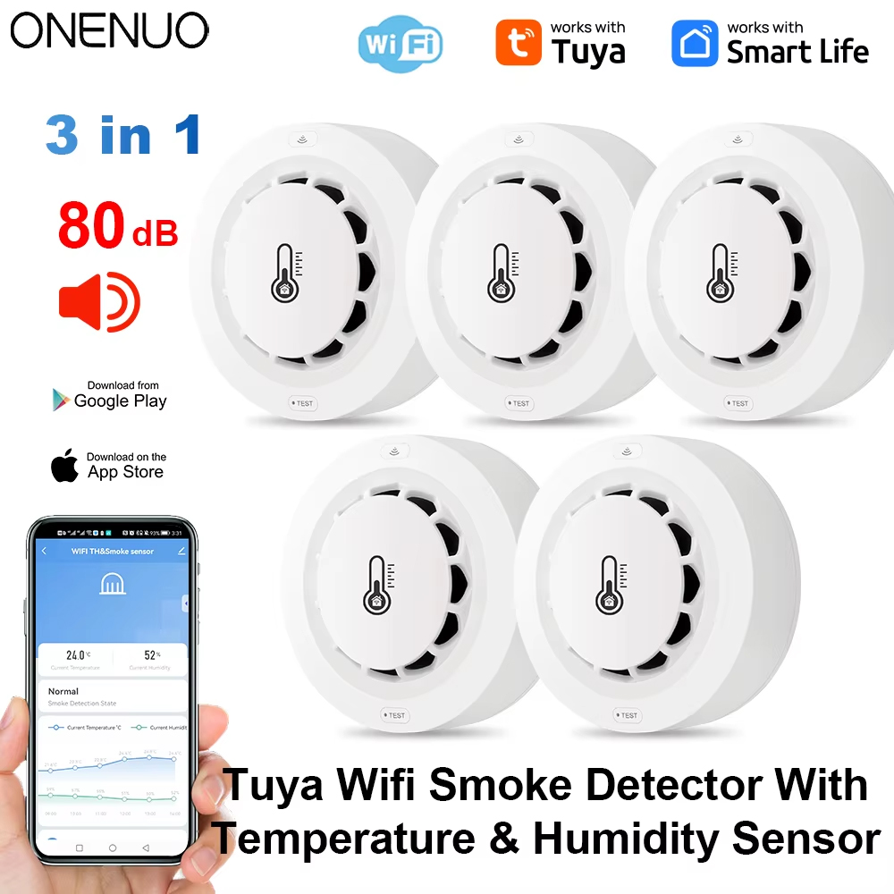 Tuya Wifi BT สองการเชื่อมต่อเค - Smoke Detector Interconnected บทวิจารณ์และราคา