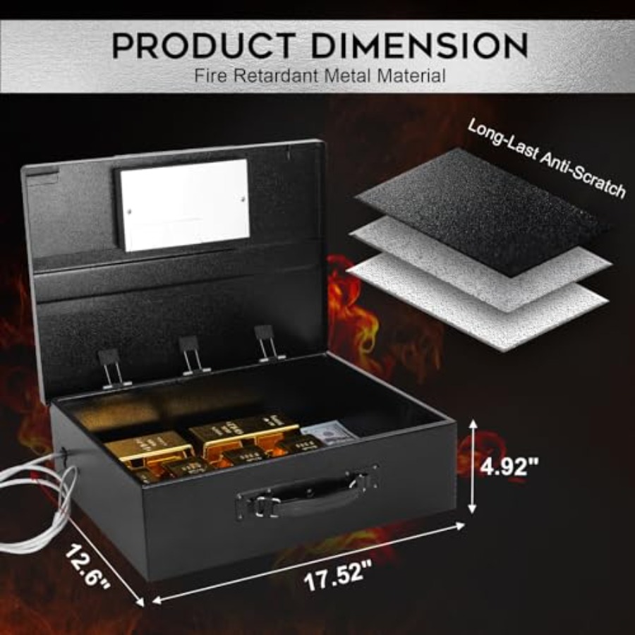 ตู้เซฟโลหะแบบพกพาพร้อมรหัสล็อค - Fire Safe Document บทวิจารณ์และราคา