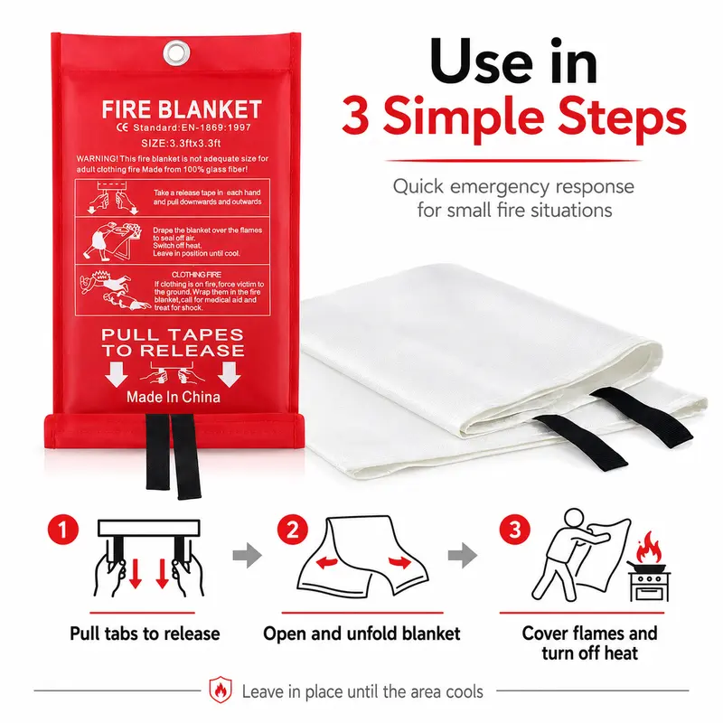 ผ้าห่มกันไฟฉุกเฉินไฟเบอร์กลาส  - Fire Blanket Kitchen บทวิจารณ์และราคา