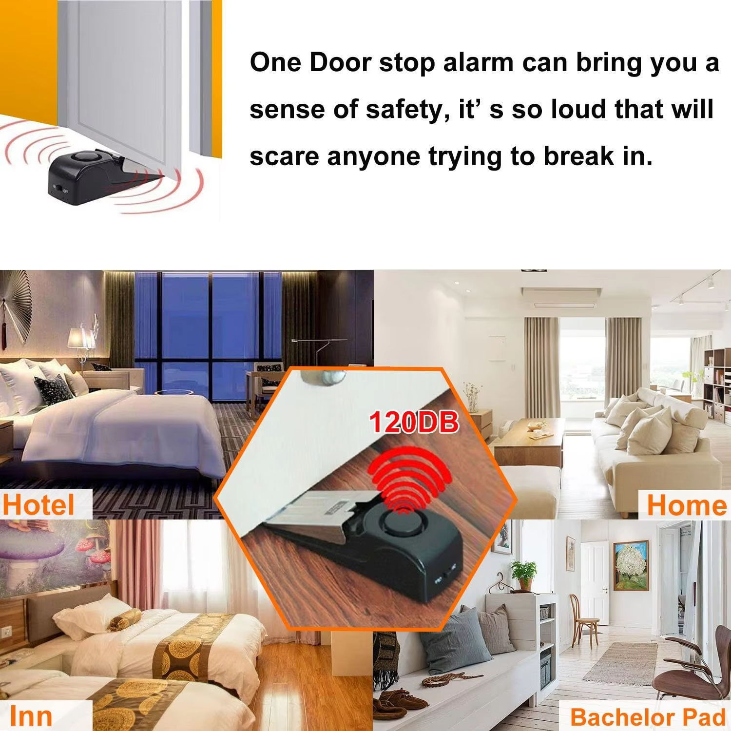สัญญาณกันขโมยแบบไร้สาย 120 เดซ - Door Stop Alarm บทวิจารณ์และราคา