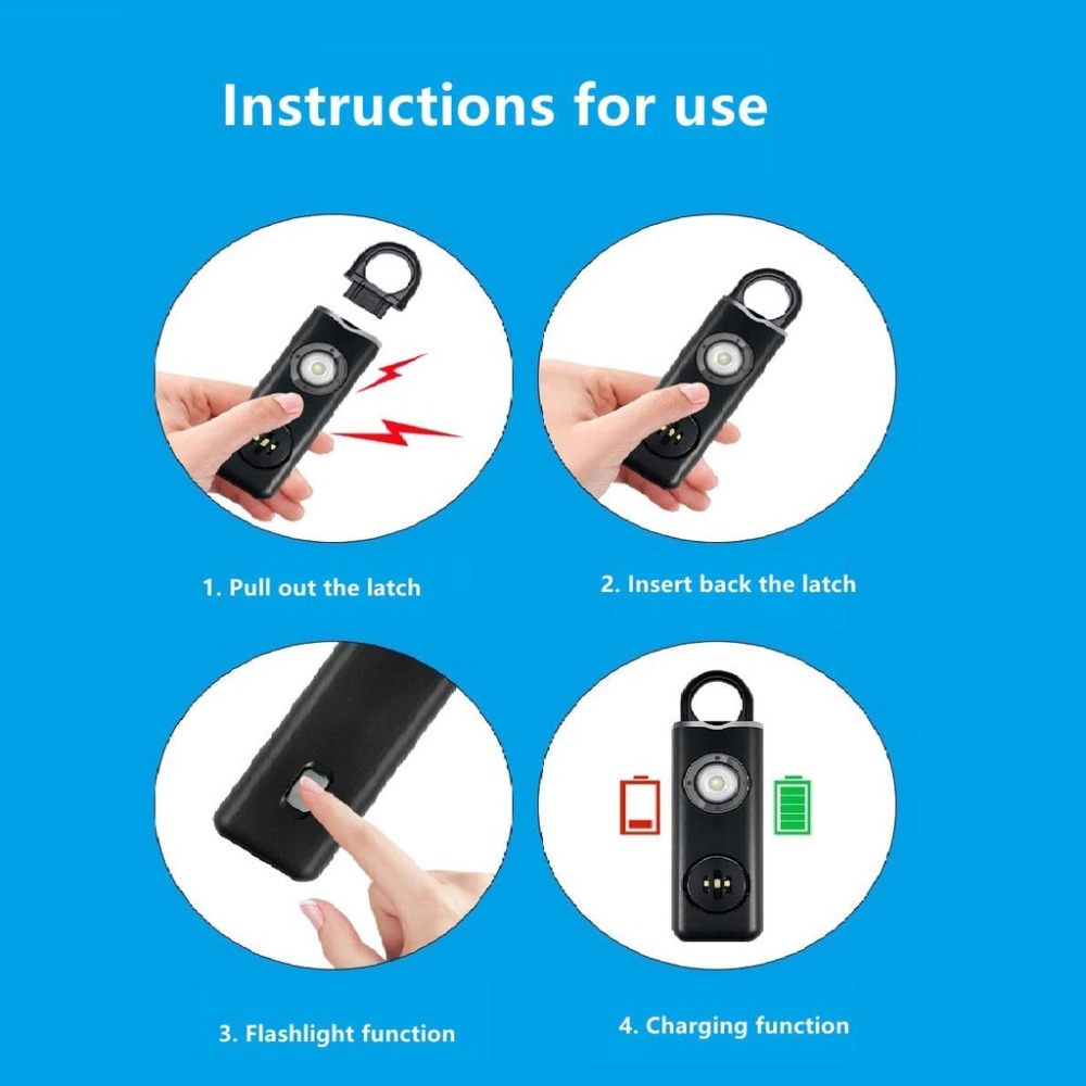 สัญญาณเตือนภัยส่วนบุคคล 130 เด - Personal Alarm Keychain บทวิจารณ์และราคา