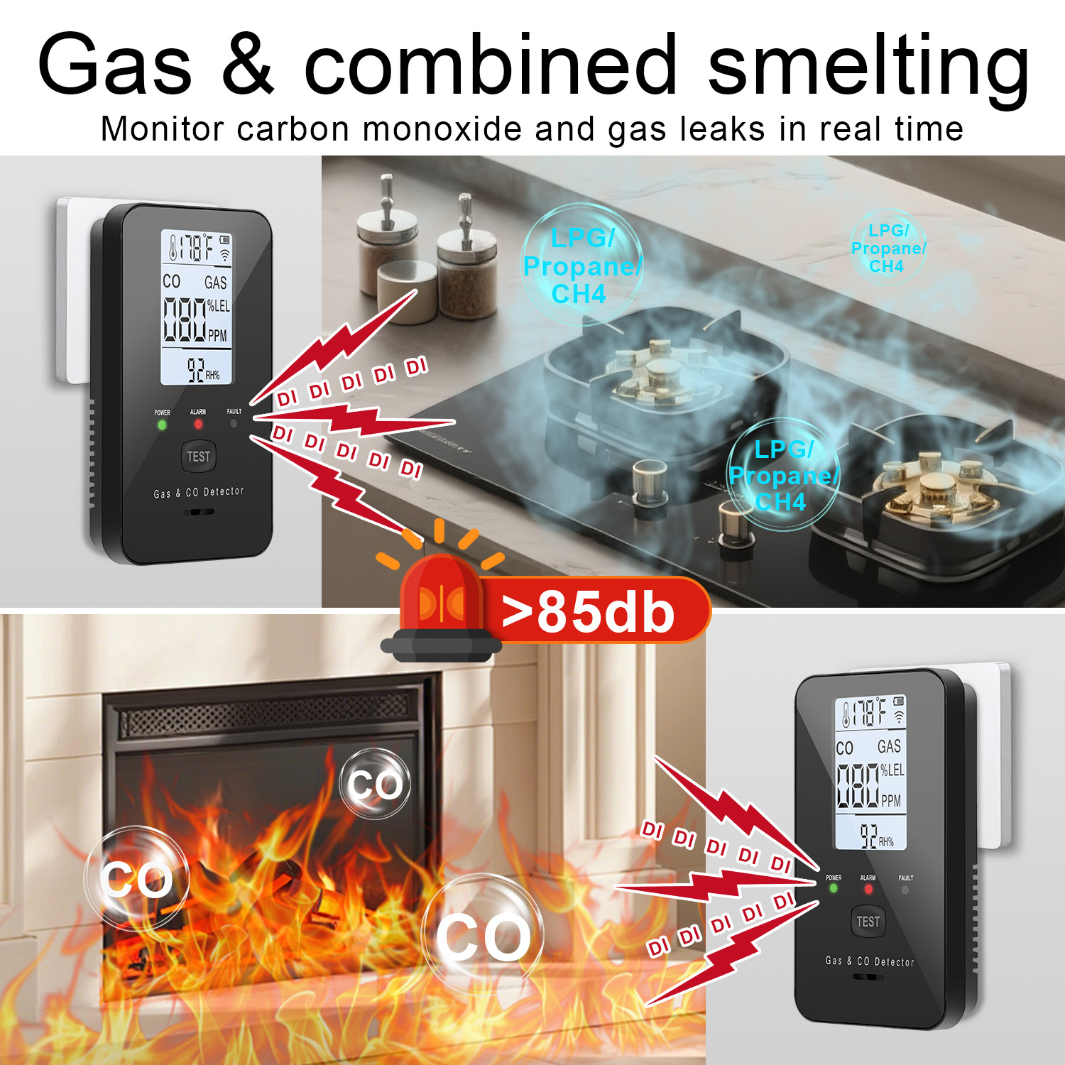 เครื่องตรวจจับก๊าซธรรมชาติและค - Co Detector Plug บทวิจารณ์และราคา
