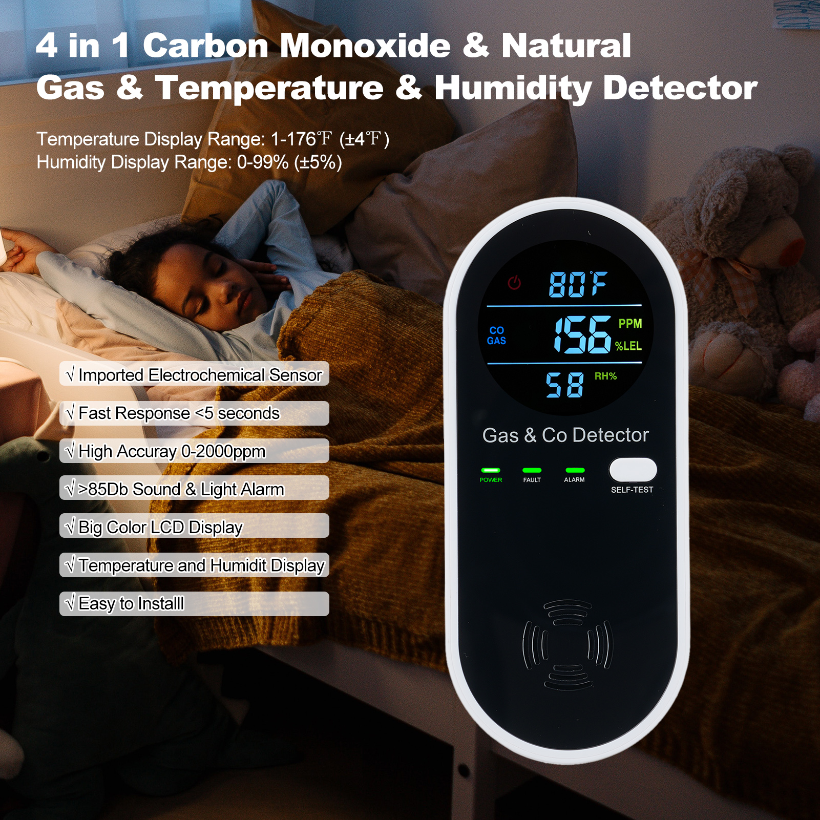 เครื่องตรวจจับก๊าซคาร์บอนมอนอก - Co Detector Plug บทวิจารณ์และราคา