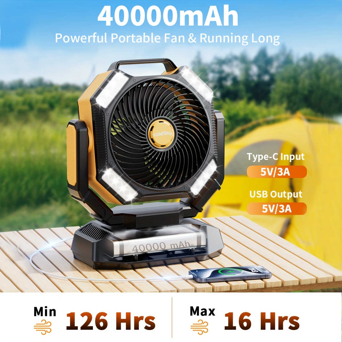 โคลด์สกาย พัดลมแคมป์ปิ้ง พัดลม - Power Outage Light บทวิจารณ์และราคา