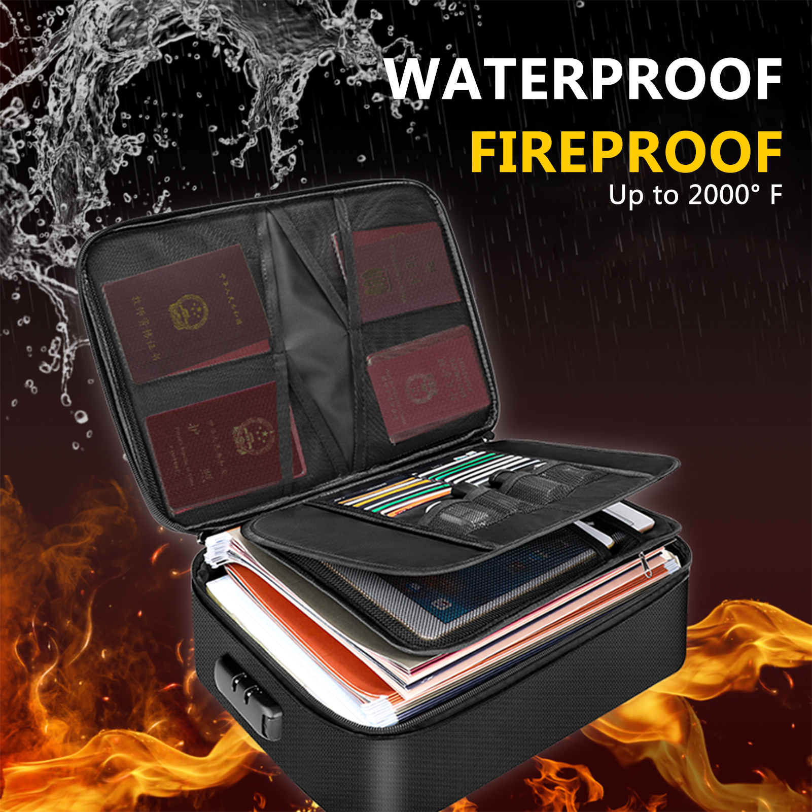 ทนไฟกระเป๋าเอกสารพร้อมล็อคซิปป - Fire Safe Document บทวิจารณ์และราคา