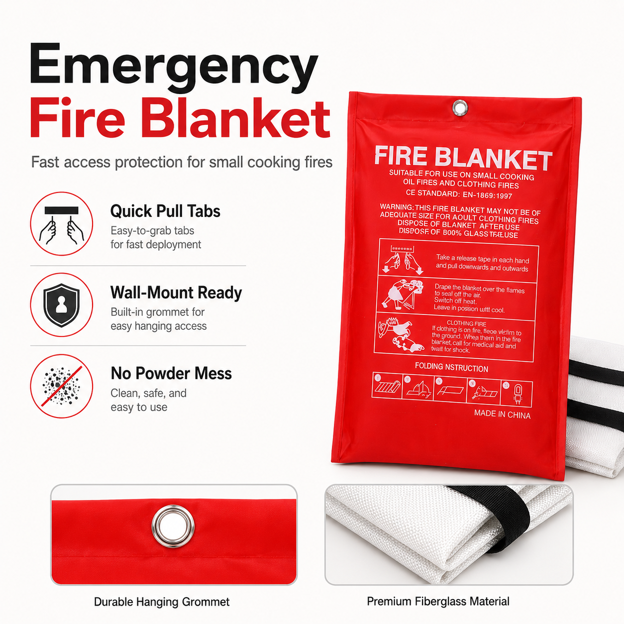 ผ้าห่มกันไฟ / ผ้าห่มดับเพลิงฉุ - Fire Blanket Kitchen บทวิจารณ์และราคา